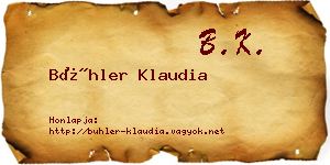 Bühler Klaudia névjegykártya
